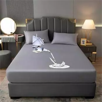 Водонепроницаемая простыня, однотонная защита для матраса от клещей, дышащая эластичная простыня для машинной стирки, 160x200 см Pillowcase48x74cmx2