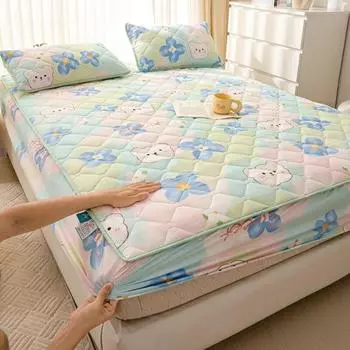 Водонепроницаемая простыня, стеганый наматрасник для всех сезонов, эластичное постельное белье, защитные чехлы для постельного белья 140x200, 160x200 2xPillowcase NOSHEET