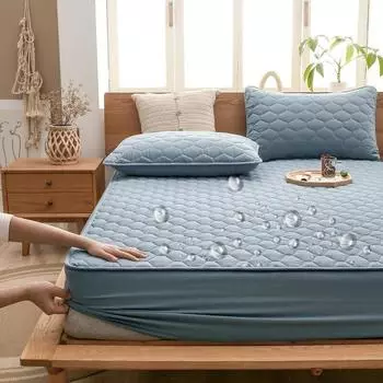 Водонепроницаемая простыня, защитный чехол для матраса, стеганый, толстый, удобный, дышащий, впитывающий пот, 90, 105, 120, 135, 160, 180, 200 2 Pillowcases