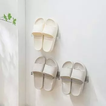 Водонепроницаемая прозрачная прочная несущая конструкция, экономящая место, настенная стойка для тапочек, сливная полка без проколов, принадлежности для туалета серый