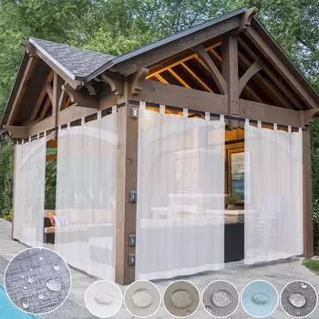 Водонепроницаемая прозрачная занавеска для патио для уличного марлевого крана для домашнего декора 52 *84 -1 Panel бежевый