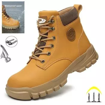 Водонепроницаемая рабочая защитная обувь, мужские ботинки, противоударные кроссовки, сварочные ботинки со стальным носком, неразрушимая мужская обувь 42 чёрный