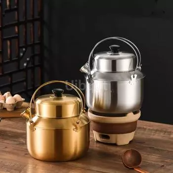 Водонепроницаемая ручная кастрюля для тушения из нержавеющей стали 304, керамическая кастрюля для тушения, набор для приготовления пищи, герметичный керамический набор посуды серебряный