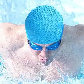 Водонепроницаемая шапочка для плавания, эластичная шапочка для бассейна, эластичная шапочка для дайвинга, шапочки для купания для девочек и мальчиков синий
