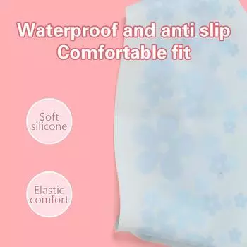 Водонепроницаемая шапочка для плавания для женщин, силиконовая, высокоэластичная, удобная, с принтом, шапочка для плавания для бассейна синий