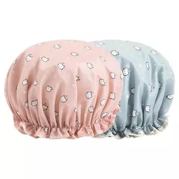 Водонепроницаемая шапочка для ванны, женская шапочка для душа, эластичная многоразовая шапочка для ванны, двухслойная шапка для ванной комнаты, женские аксессуары для ванной комнаты
