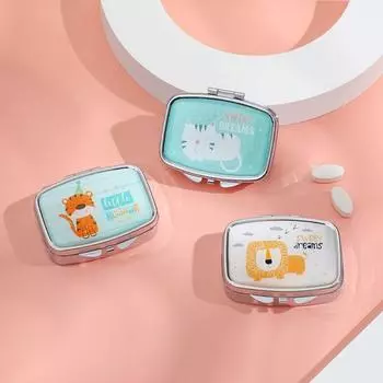 Водонепроницаемая шкатулка для украшений с изображением животных из мультфильмов, симпатичная квадратная мини-коробка для хранения таблеток, лекарство style 1