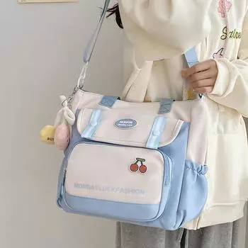 Водонепроницаемая школьная сумка большой емкости, сумка через плечо для учащихся начальной школы, сумка через плечо синий