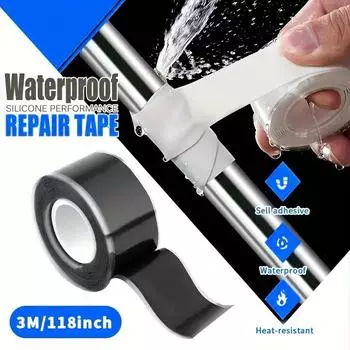 Водонепроницаемая силиконовая ремонтная резиновая силиконовая клейкая лента Самоплавящаяся лента Герметизирующая резиновая мягкая лента Уплотнительная лента жёлтый