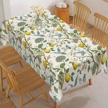 Водонепроницаемая скатерть с принтом лимонного дерева и цветочных птиц для декора стола, многоразовые прямоугольные скатерти для кухни, праздничного декора для вечеринки 50x50cm napkin