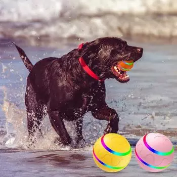 Водонепроницаемая собака Кошка Мяч Устойчивый Укус Забавный Умный Интерактивный Питомец Игрушка A розовый