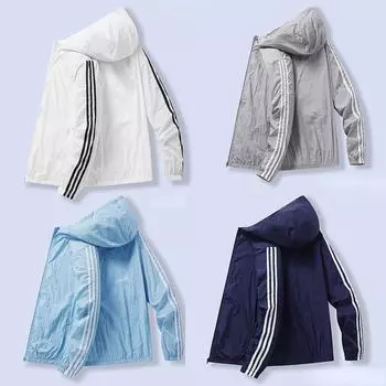 Водонепроницаемая солнцезащитная одежда в полоску, одежда для рыбалки, охоты, быстросохнущая ветровка, анти-УФ-пальто M белый