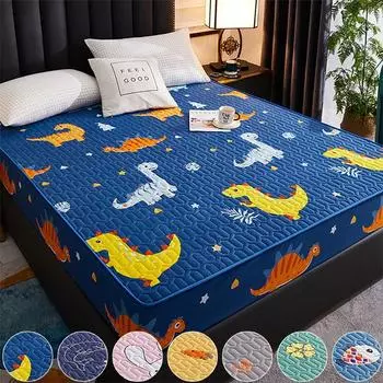 Водонепроницаемая стеганая простыня, цельная простыня, устойчивая к моче, защита для матраса, пыленепроницаемый, нескользящий дышащий наматрасник 90x200x25cm