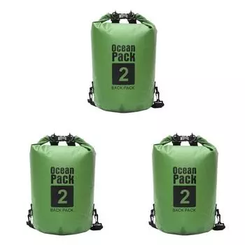 - Водонепроницаемая сухая сумка емкостью 2 л для плавания на открытом воздухе, каякинга и дрейфа. (зеленый)