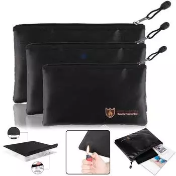 Водонепроницаемая сумка для документов, огнестойкая сумка для денег, секретный защитный чехол для файлов, инструмент 34cm x 25cm чёрный