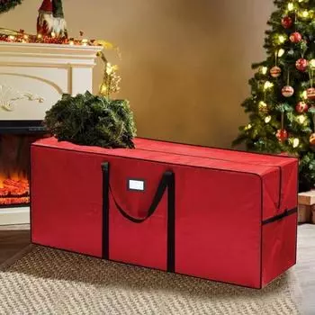 Водонепроницаемая сумка для хранения новогодней елки с усиленной ручкой, застежкой-молнией, большой вместимостью, влагозащитная сумка для искусственной елки S красный