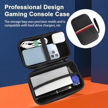 Водонепроницаемая сумка для хранения с сетчатым карманом, застежкой-молнией, большой вместимостью, ударопрочная, устойчивая к ударам, сумка для хранения игровой консоли чёрный