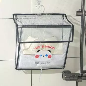 Водонепроницаемая сумка для хранения в ванной комнате с крючком и отделением для мобильного телефона, прозрачный настенный подвесной органайзер, складной большой вместительности чёрный