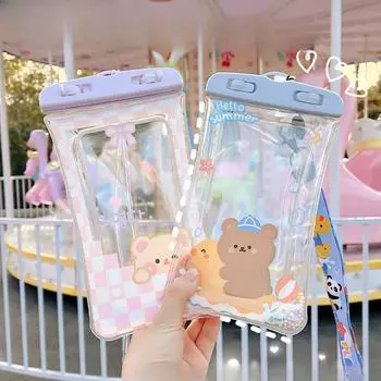 Водонепроницаемая сумка для мобильного телефона с сенсорным экраном, подушка безопасности для плавания, сумка-молния Ziplock, прозрачная герметичная сумка для наездника на вынос Cute Capybara