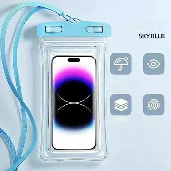 Водонепроницаемая сумка для мобильного телефона с сенсорным экраном, самозапечатывающаяся сумка для плавания, прозрачный водонепроницаемый чехол для мобильного телефона синий