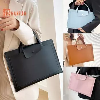 Водонепроницаемая сумка для ноутбука большой емкости с защитой от брызг Портативный ремешок на руку Сплошной цвет Защита от ударов Искусственная кожа Деловая повседневная сумка для ноутбука 13Inch чёрный