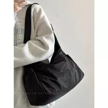 Водонепроницаемая сумка для пельменей из нейлоновой ткани, мужская и женская сумка-мессенджер, простой спортивный стиль, вместительная повседневная сумка через плечо чёрный