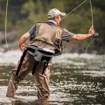 Водонепроницаемая сумка для рыбалки на пояс с держателем для удочки, регулируемым ремнем, портативные принадлежности для рыбалки на открытом воздухе чёрный