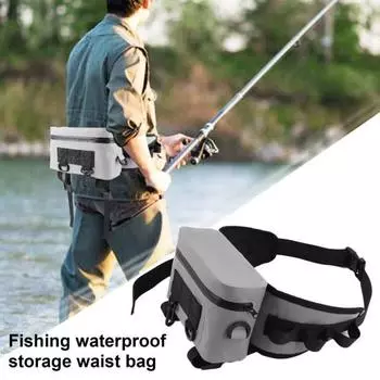 Водонепроницаемая сумка для рыбалки на пояс с держателем для удочки, регулируемым ремнем, портативные принадлежности для рыбалки на открытом воздухе чёрный