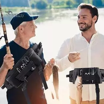 Водонепроницаемая сумка для рыбалки на пояс с держателем для удочек, регулируемым ремнем, портативный органайзер для рыболовных принадлежностей на открытом воздухе, поясная сумка, нагрудный чехол-слинг чёрный