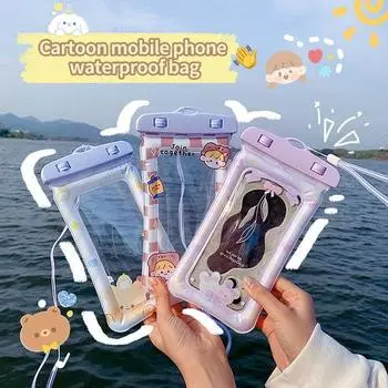 Водонепроницаемая сумка для телефона, универсальный чувствительный сенсорный чехол с ремешком, милый мультяшный подводный чехол для телефона, чехол для мобильного телефона для плавания жёлтый