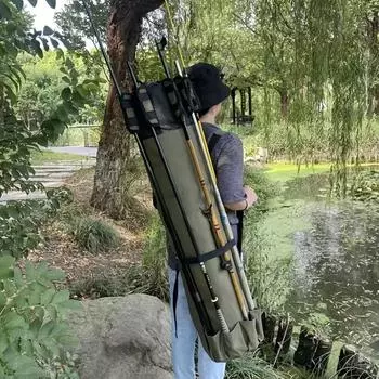 Водонепроницаемая сумка для удочки с держателем удочки - многофункциональный органайзер для рыболовных снастей зелёный