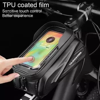 Водонепроницаемая сумка для велосипеда, большая вместительная застежка-молния, дизайн с сенсорным управлением, контейнер для телефона, универсальный, простой в установке, сумка-органайзер для велоспорта чёрный