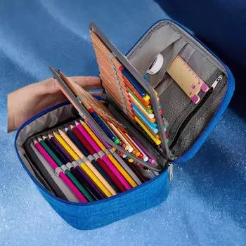 Водонепроницаемая сумка-карандаш, 72 цвета, большая емкость, сумка-карандаш для рисования, канцелярские принадлежности, студенческая сумка-карандаш для хранения 1pc лес зеленый