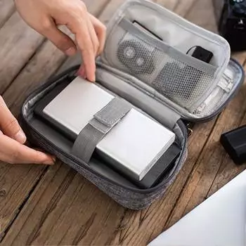 Водонепроницаемая сумка-органайзер для кабеля, недеформируемая сумка для хранения шнура из полиэстера, аксессуары для электроники темно-серого