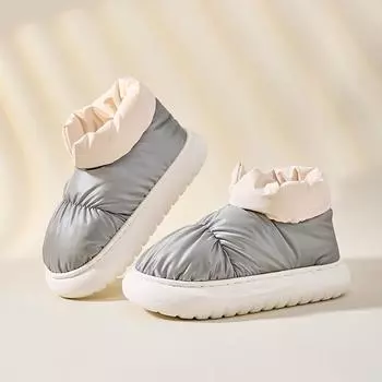 Водонепроницаемая сумка с хлопковыми тапочками. Ветрозащитные зимние сапоги на толстой подошве для пар. Осенне-зимние домашние противоскользящие хлопковые туфли для женщин. 40-41 серый