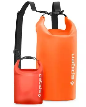 Водонепроницаемая сумка Spigen Dry Bag 20L 2L Набор из 2 рюкзаков с сертификатом IPX6 Водонепроницаемая сумка большой емкости для дайвинга в море, бассейне, рюкзак барабанного типа из ПВХ закат оранжевого