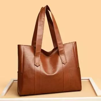 Водонепроницаемая сумка-тоут из ПУ для женщин 2025 года, новая модная сумка премиум-класса для поездок на работу, вместительная минималистичная универсальная сумка через плечо 36*10*28cm чёрный