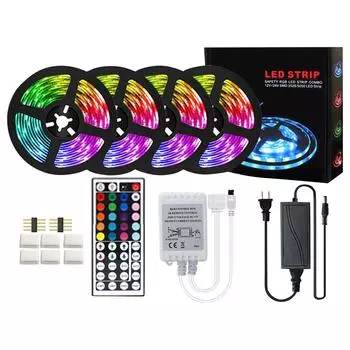 Водонепроницаемая светодиодная лента для улицы и помещения 65,6 футов 600 Smd 5050 Набор светодиодных цветных световых лент