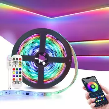 Водонепроницаемая светодиодная подсветка для телевизора 5050 RGB 5M Bluetooth APP пульт дистанционного управления для барной комнаты Адаптер постоянного тока 12 В Управление Адаптер ЕС или США