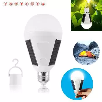 Водонепроницаемая светодиодная солнечная лампа 7 Вт E27 портативная для палатки, кемпинга, рыбалки, перезаряжаемая лампа