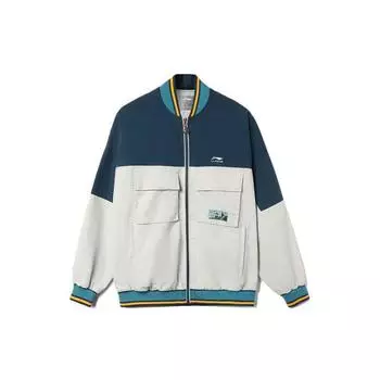 Водонепроницаемая свободная куртка с цветными блоками Li Ning Sports Trend Series, осенняя куртка унисекс, темно-синяя, антарктическо-серая, AJDR383-3 XS