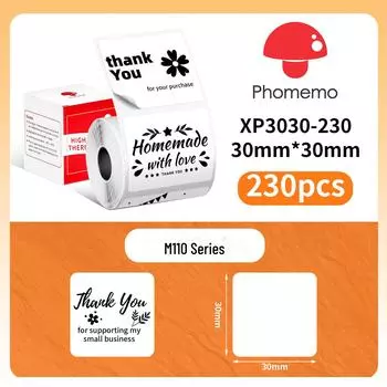 Водонепроницаемая термобумага для этикеток Phomemo M110/M220/M221 для одежды, ювелирных изделий и супермаркетов