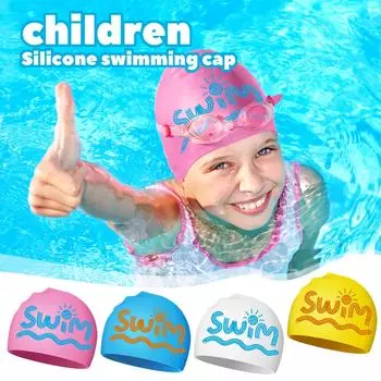 Водонепроницаемая, удобная, высокоэластичная шапочка для плавания, однотонная шапочка для плавания для детей One Size синий