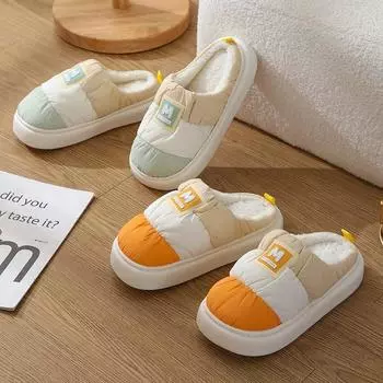 Водонепроницаемая верхняя одежда из пуховой ткани, пара хлопчатобумажных туфель для дома, теплые и нескользящие хлопковые тапочки для женщин 36-37 розовый