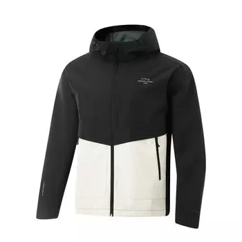 Водонепроницаемая ветровка LiNing Fitness Series с оборками и капюшоном, с надписью «На открытом воздухе», для бега, кемпинга, с длинным рукавом, на молнии, мужские куртки AFDU951-6 S