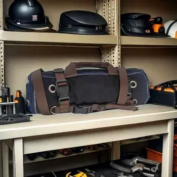 Водонепроницаемая вощеная холщовая сумка для инструментов, компактная сумка для инструментов, 15 карманов, рулонная плотницкая сумка чёрный