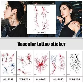Водонепроницаемая временная татуировка-наклейка черного красного цвета, поддельная татуировка, татуировка на руку, боди-арт для женщин и мужчин N1