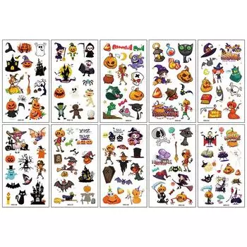 Водонепроницаемая временная татуировка наклейка Хэллоуин тыква летучая мышь конфеты призрак поддельная татуировка флэш-татуировка татуировка для ребенка