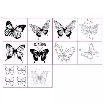 Водонепроницаемая временная татуировка-наклейка, стойкая 3D черная художественная татуировка на теле, женская нашивка на грудь, поддельный поток T8D5 Black-1set