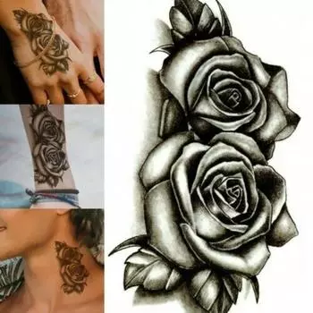Водонепроницаемая временная татуировка с цветком розы, поддельная наклейка для боди-арта 1pc